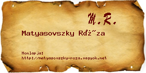 Matyasovszky Róza névjegykártya